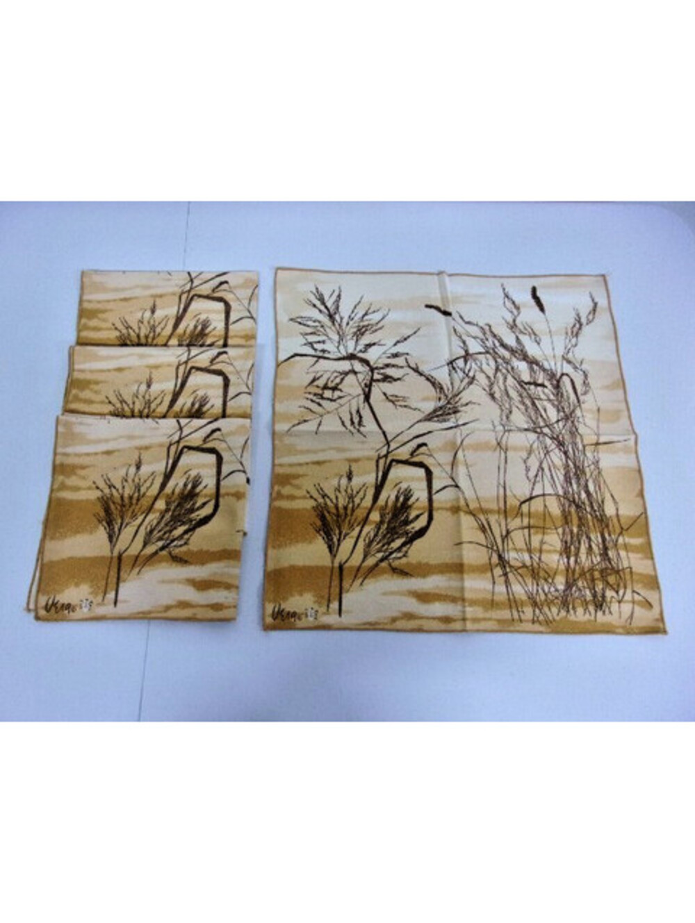 Vintage Vera Neumann Cloth Napkins Set of 4 Original Cotton 1970's Dune Grass